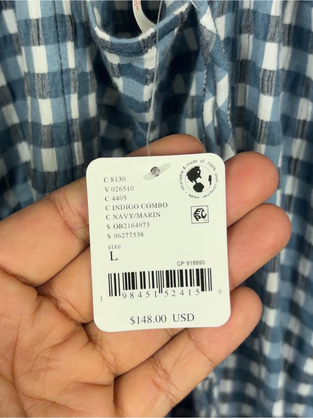 Free People Lucinda Gingham Midi Dress Size Large Blue Check Cottage Coastal NWT - Picture 6 of 14